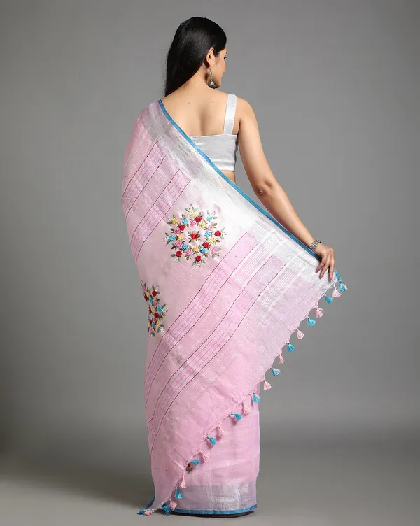Illuminating_Pure_Linen_Floral_Embroidered_Biege_Saree