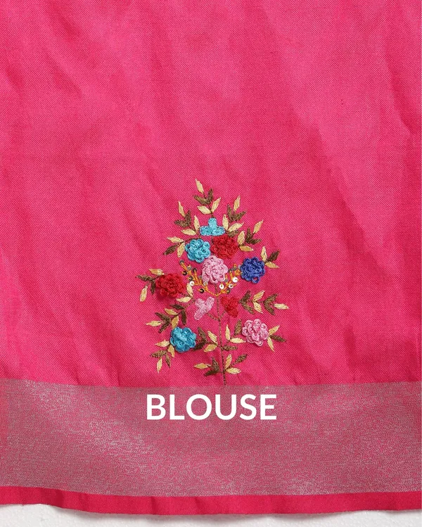 Harmonious_Pure_Linen_Floral_Embroidered_Red_Saree