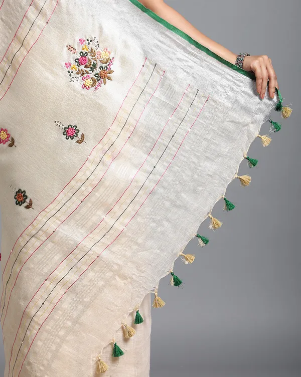 Beautiful_Pure_Linen_Floral_Embroidered_Biege_Saree