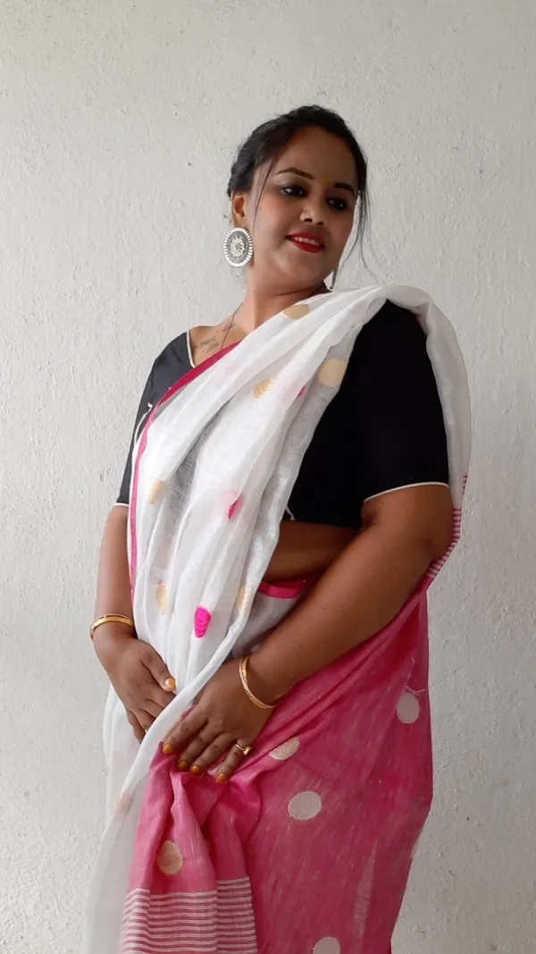 Pure_Linen_Jacquard_Handloom_White_&_Pink_Saree