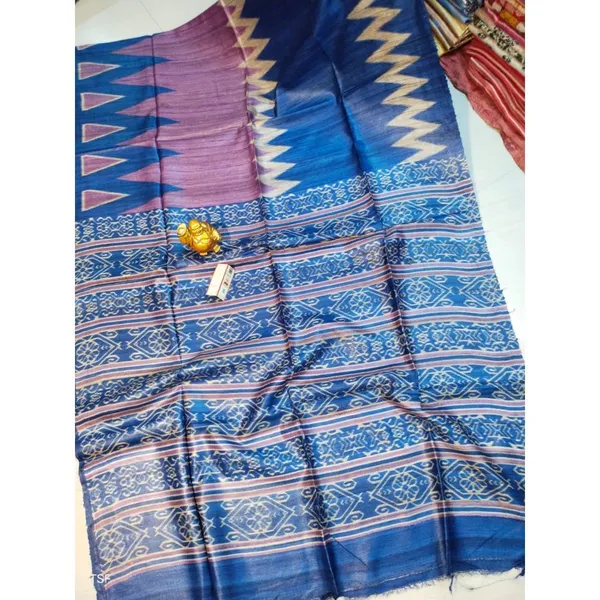 Silkmark_Tussar_Vibrant_Madhubani_Blue_&_Purple_Saree