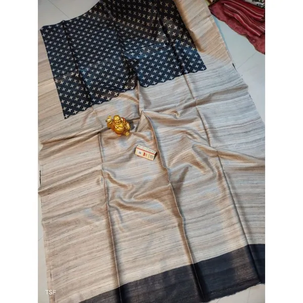 Silkmark_Tussar_Radiant_Madhubani_Black_&_Beige_Saree