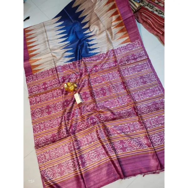 Silkmark_Tussar_Splendid_Madhubani_Biege_&_Pink_Saree
