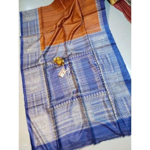 Silkmark_Tussar_Dreamy_Madhubani_Brown_&_Blue_Saree