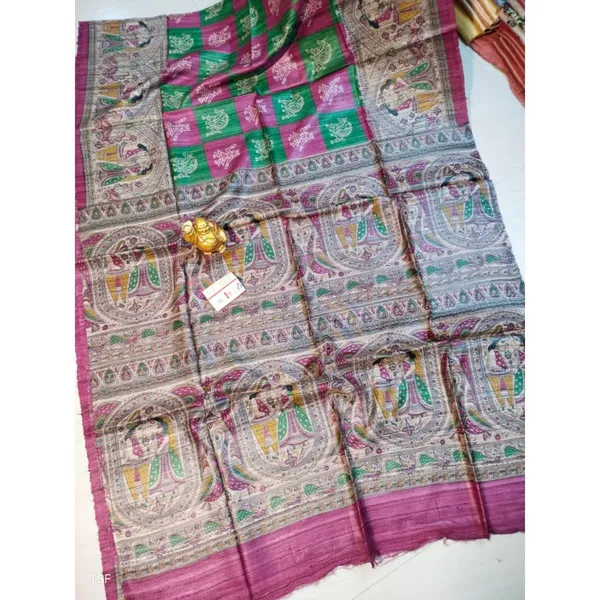 Silkmark_Tussar_Modern_Madhubani_Pink_&_Beige_Saree