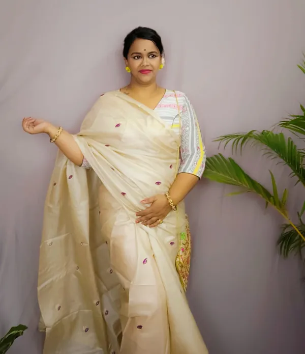 Silkmark_Pure_Tussar_Bold_Embroidered_Beige_Saree