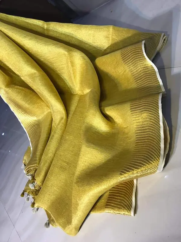 Pastoral_Pure_Tissue_Linen_Handdyed_Saree_Golden