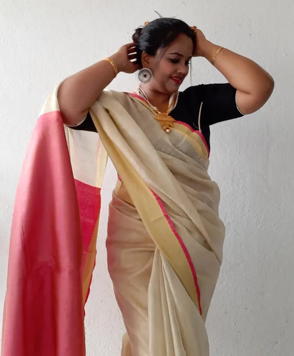 Precious_Pure_Tissue_Linen_Handdyed_Saree_Cream