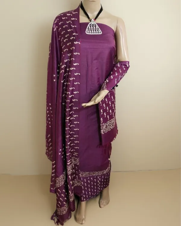 Katan_Silk_Lustrous_Blockprint_Violet_Suit