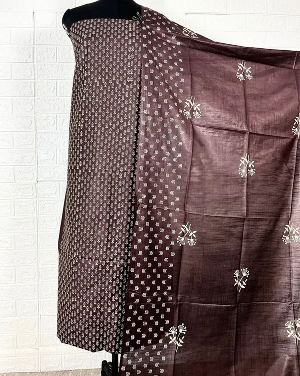 Katan_Silk_Lustrous_Blockprint_Brown_Suit