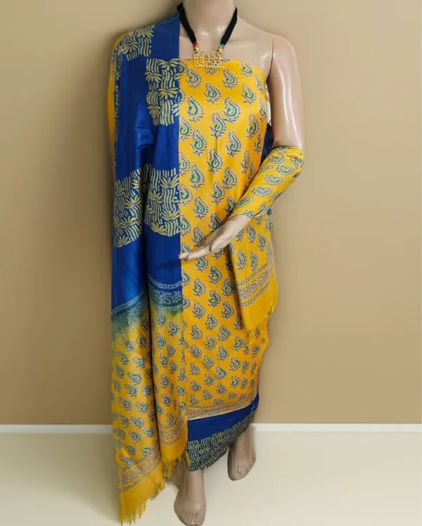 Katan_Silk_Kinetic_Blockprint_Yellow_&_Blue_Suit