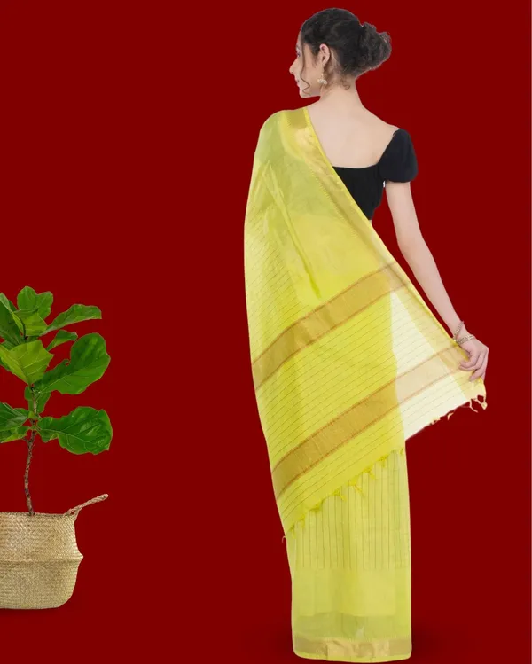 Handcrafted_Kota_Silk_Plain_Saree_Brass_Green