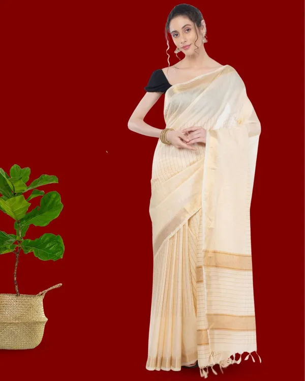 Handcrafted_Kota_Silk_White_Plain_Saree