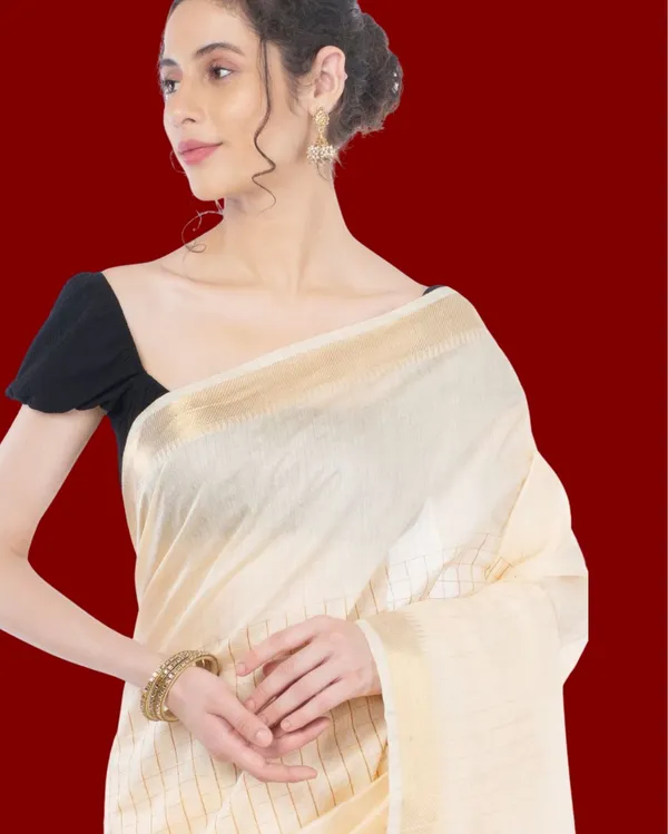 Handcrafted_Kota_Silk_White_Plain_Saree
