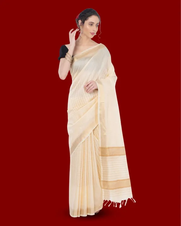 Handcrafted_Kota_Silk_White_Plain_Saree