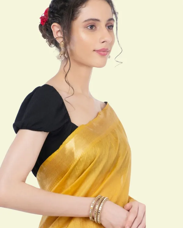 Handcrafted_Kota_Silk_Mustard_Plain_Saree