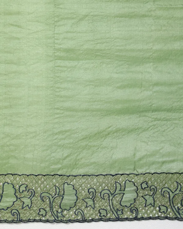 Silkmark_Certified_Lucid_Pure_Tussar_Cutwork_Green_Saree