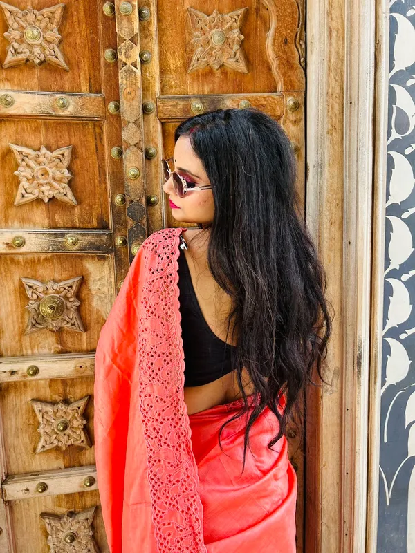 Silkmark_Certified_Vivid_Pure_Tussar_Cutwork_Red_Saree