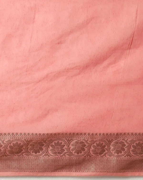 Radiating_Banarasi_Silk_Linen_Peach_Handloom_Saree