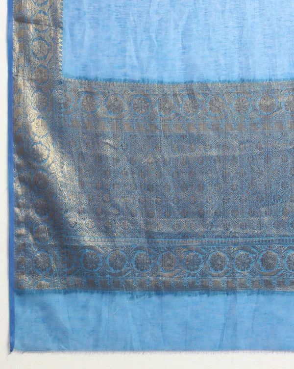 Unique_Banarasi_Silk_Linen_Blue_Handloom_Saree