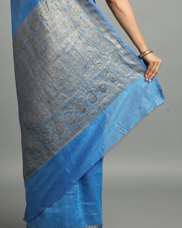 Unique_Banarasi_Silk_Linen_Blue_Handloom_Saree