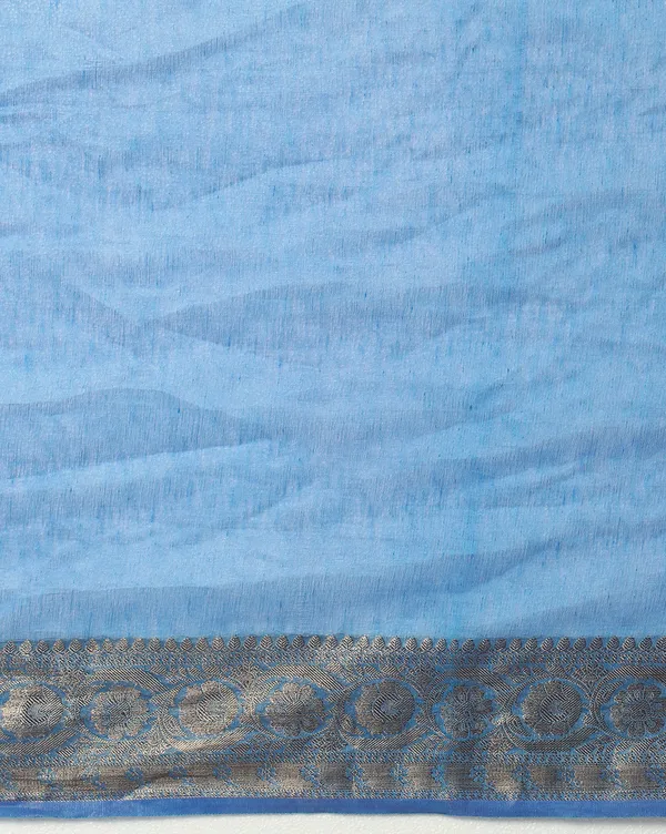Unique_Banarasi_Silk_Linen_Blue_Handloom_Saree