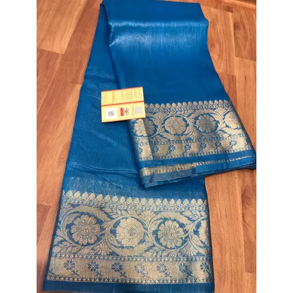 Unique_Banarasi_Silk_Linen_Blue_Handloom_Saree