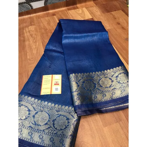 Beaming_Banarasi_Silk_Linen_Blue_Handloom_Saree