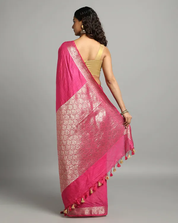 Fascinating_Banarasi_Silk_Linen_Pink_Handloom_Saree