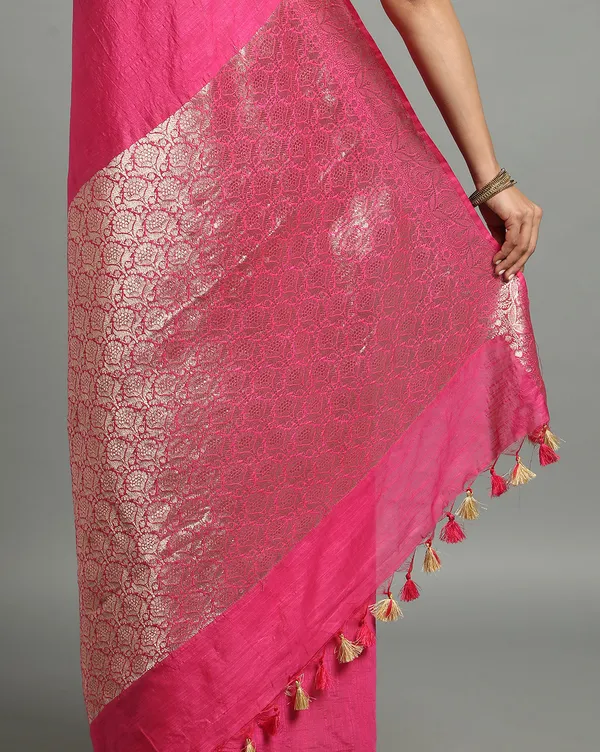 Fascinating_Banarasi_Silk_Linen_Pink_Handloom_Saree