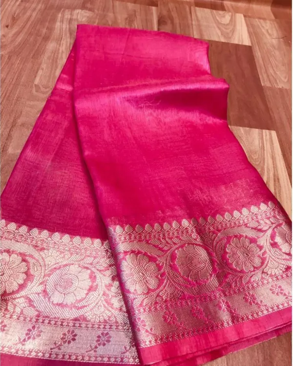 Fascinating_Banarasi_Silk_Linen_Pink_Handloom_Saree