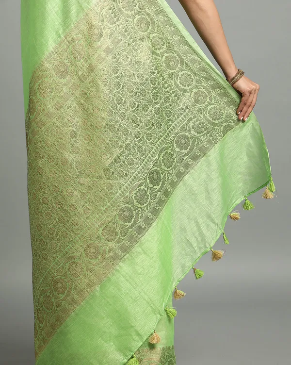 Joyful_Banarasi_Silk_Linen_Green_Handloom_Saree