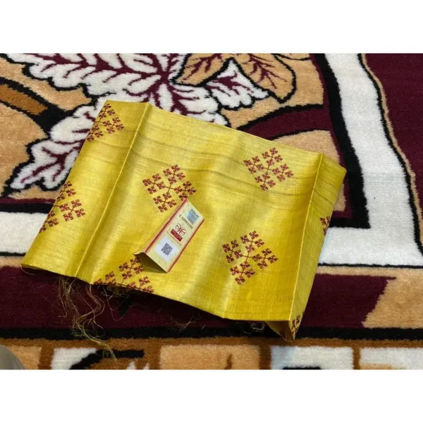 Silkmark_Pure_Tussar_Serene_Embroidered_Yellow_Saree