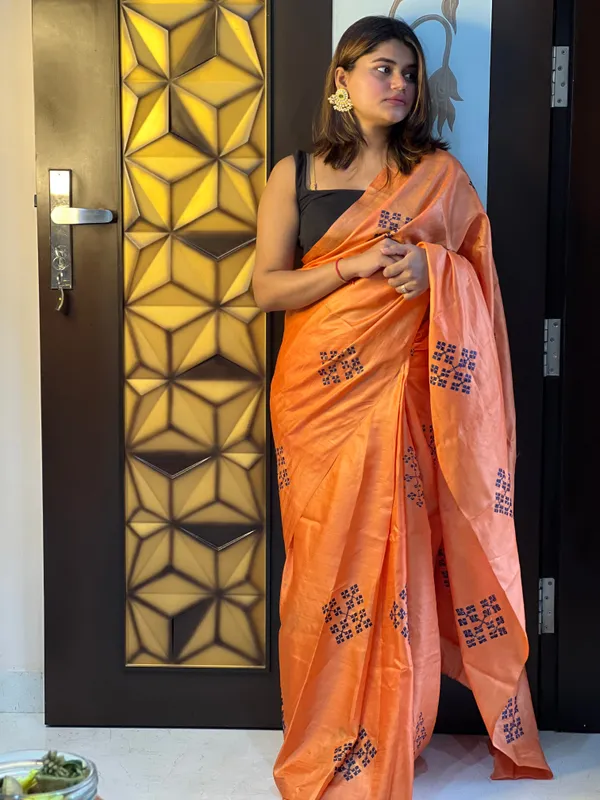 Silkmark_Pure_Tussar_Joyful_Embroidered_Brown_Saree