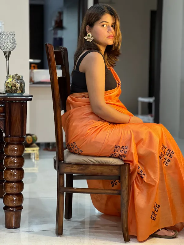 Silkmark_Pure_Tussar_Joyful_Embroidered_Brown_Saree