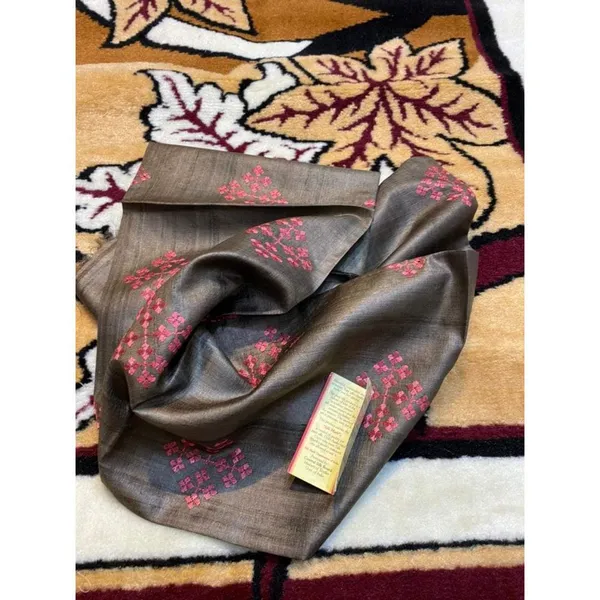 Silkmark_Pure_Tussar_Modern_Embroidered_Gray_Saree