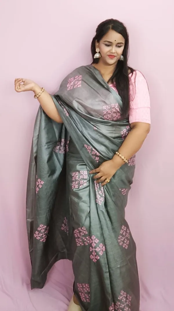 Silkmark_Pure_Tussar_Modern_Embroidered_Gray_Saree