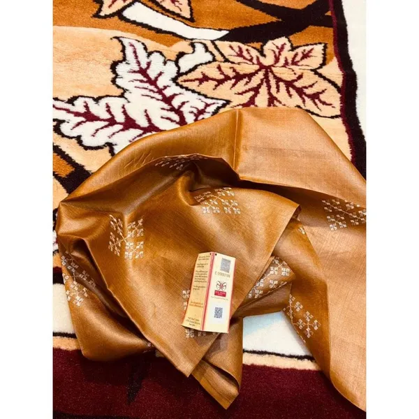 Silkmark_Pure_Tussar_Bright_Embroidered_Saree_Brown