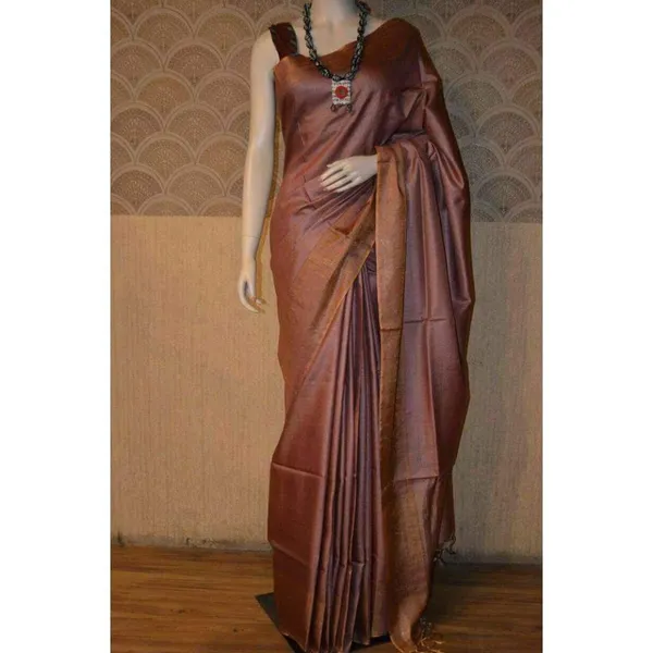 Silkmark_Muga_Tussar_Silk_Dark_Brown_Saree