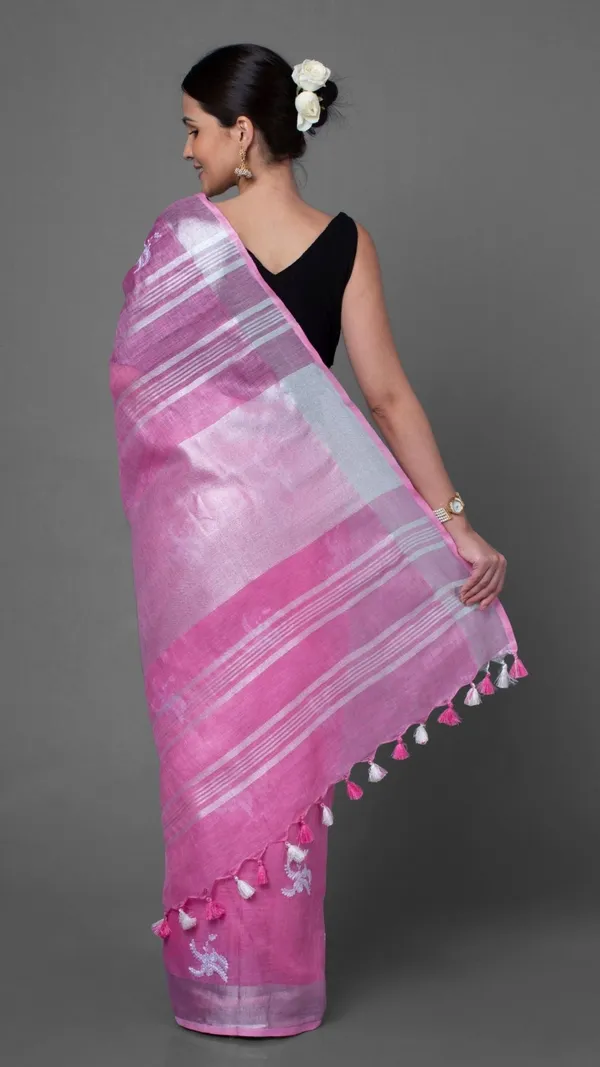 Blissful_Pure_Linen_Embroidered_Handloom_Pink_Saree