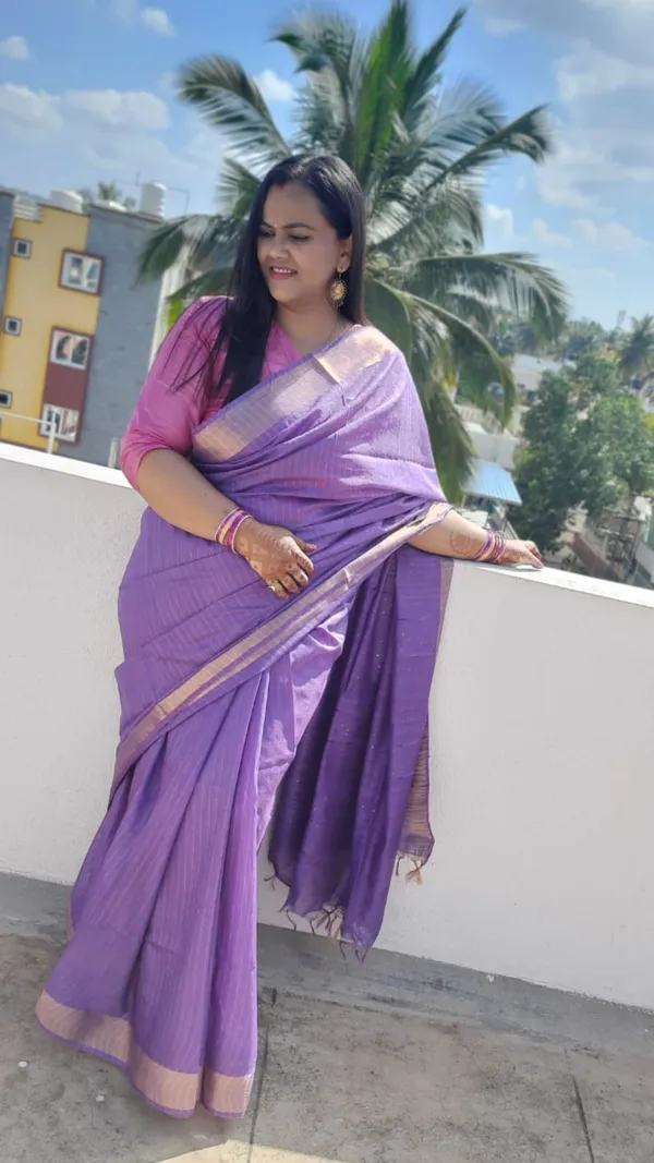 Striped_Katan_Silk_Purple_Saree_Handcrafted