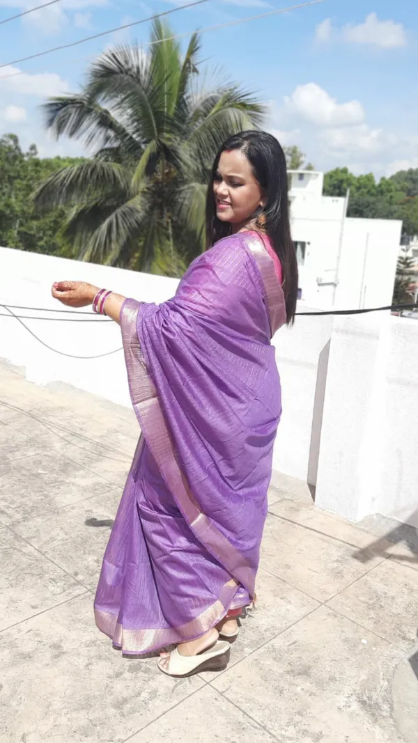 Striped_Katan_Silk_Purple_Saree_Handcrafted