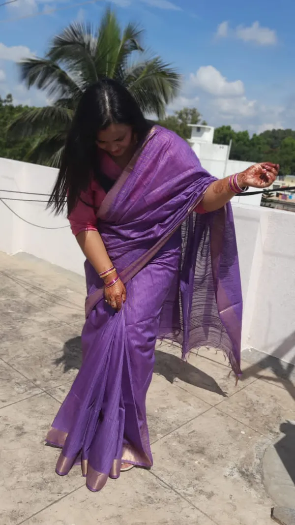 Striped_Katan_Silk_Purple_Saree_Handcrafted