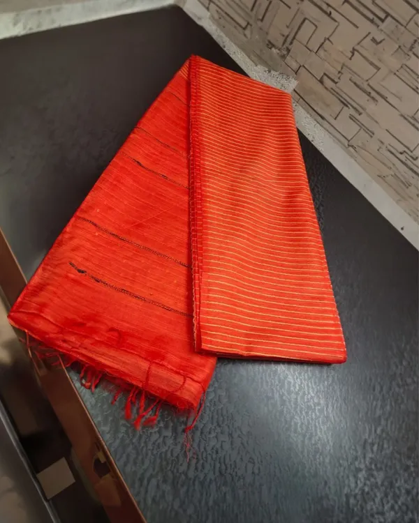 Striped_Katan_Silk_Red_Saree_Handcrafted