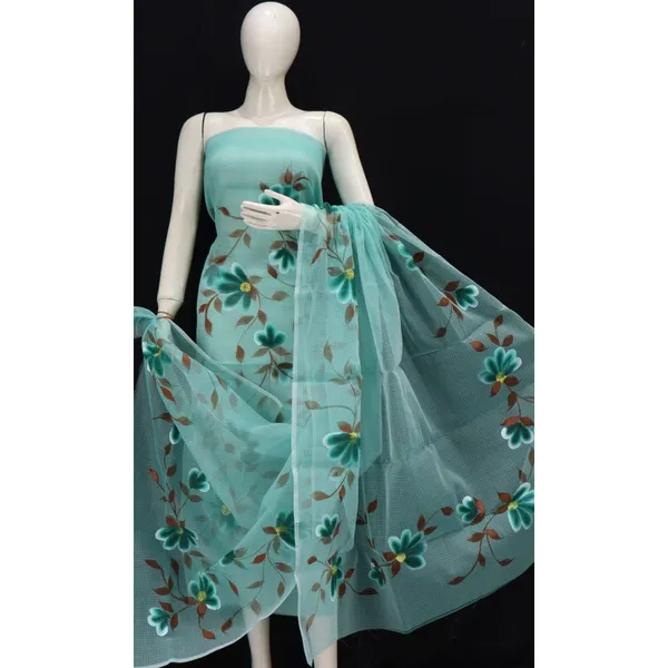 Handpainted_Kota_Doria_Blue_Suit_(Top_&_Dupatta)