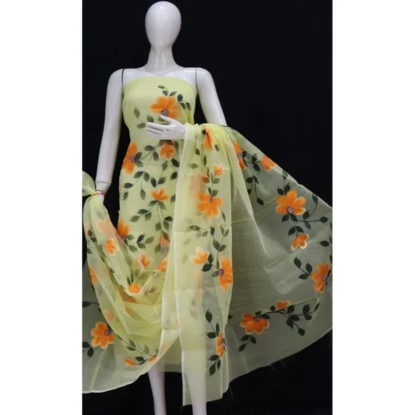 Handpainted_Kota_Doria_Green_Suit_(Top_&_Dupatta)