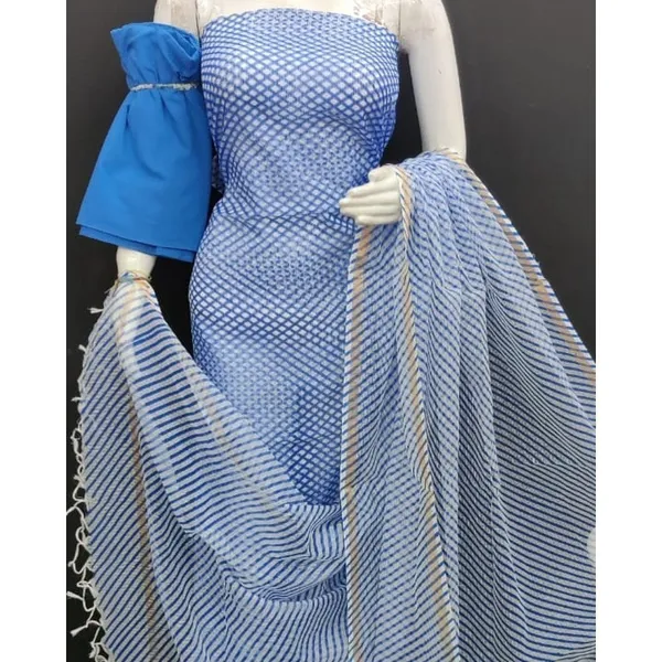 Lehariya_Kota_Doria_Blue_Suit_(Top+Dupatta+Bottom)