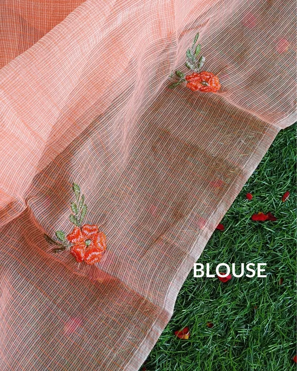 Earthy_Bandhej_Kota_Doria_Embroidery_Orange_Saree_Handdyed