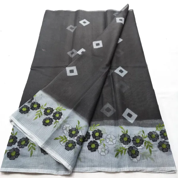 Vibrant_Bandhej_Kota_Doria_Embroidery_Black_Saree_Handdyed