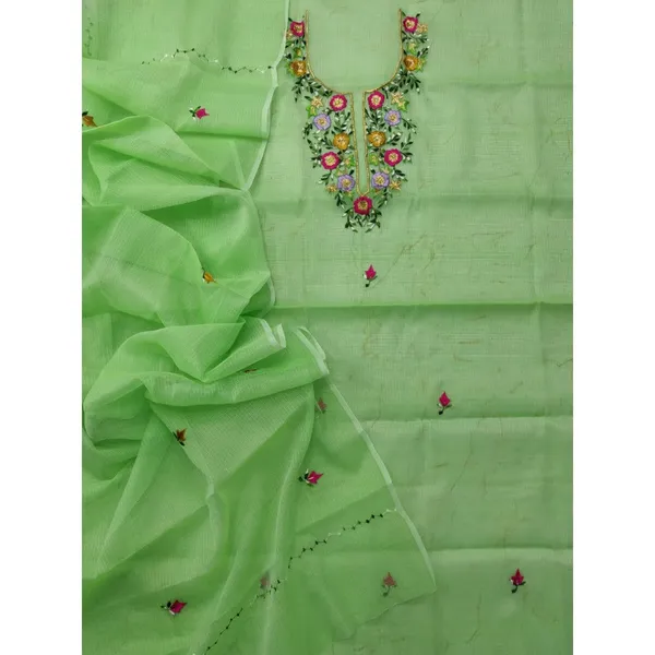 Embroidered_Alluring_Kota_Doria_Green_Suit_(Top+Dupatta)